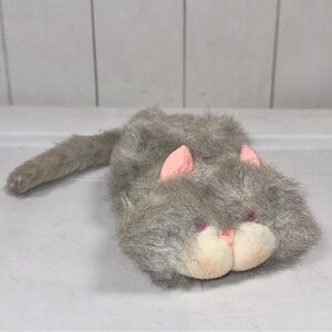 VTG 1980 Wallace Berrie 80s Retro Gray Kitten Blushing Kitty Cat 5" Kitsch Plush